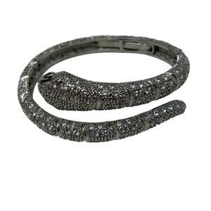 Happily Grey Silver Tone Snake Bracelet Statement Serpent Hinged